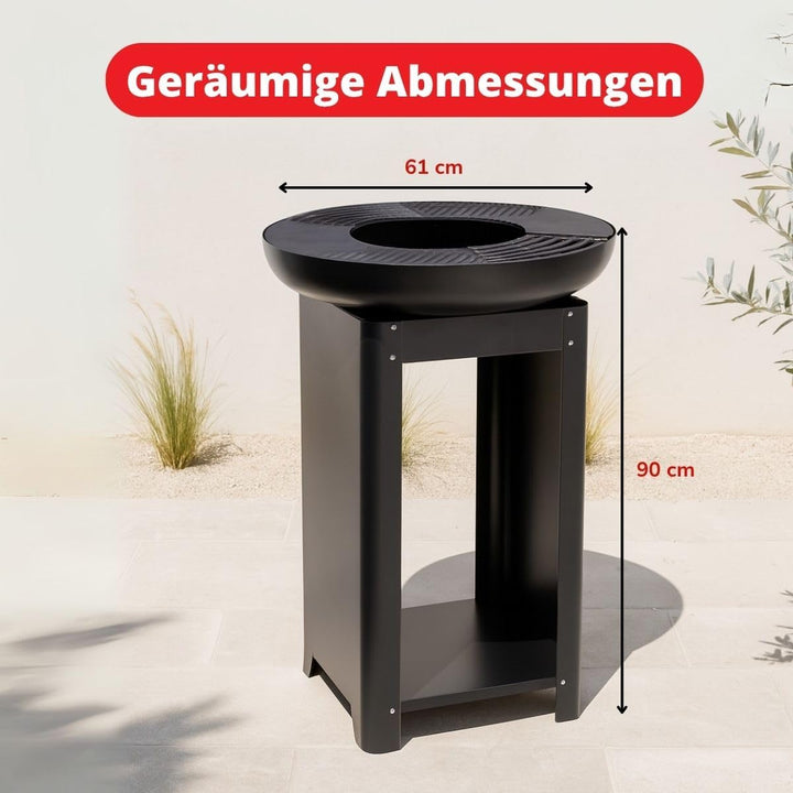 BBQ Collection 3-in-1 Feuerschale und Teppanyaki Grillrost - Feuerkorb - Plancha Grillplatte - 61 x