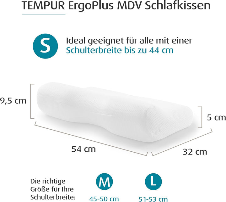 TEMPUR ErgoPlus MDV Kopfkissen Memory Foam, ergonomisches Nackenstützkissen für Rücken- und Seitensc