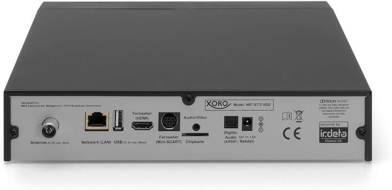 Xoro HRT 8772 HDD Full-HD DVB-C/T2 Receiver (HEVC H.265 Twin Tuner, Irdeto Cloaked CA für freenet TV