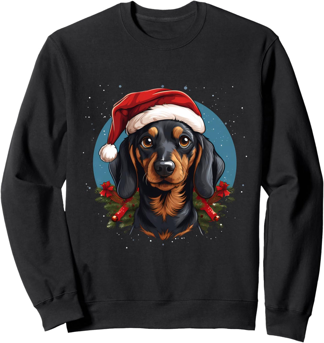 Dackel mit Weihnachtsmütze. Weihnachten mit Hund. Sweatshirt