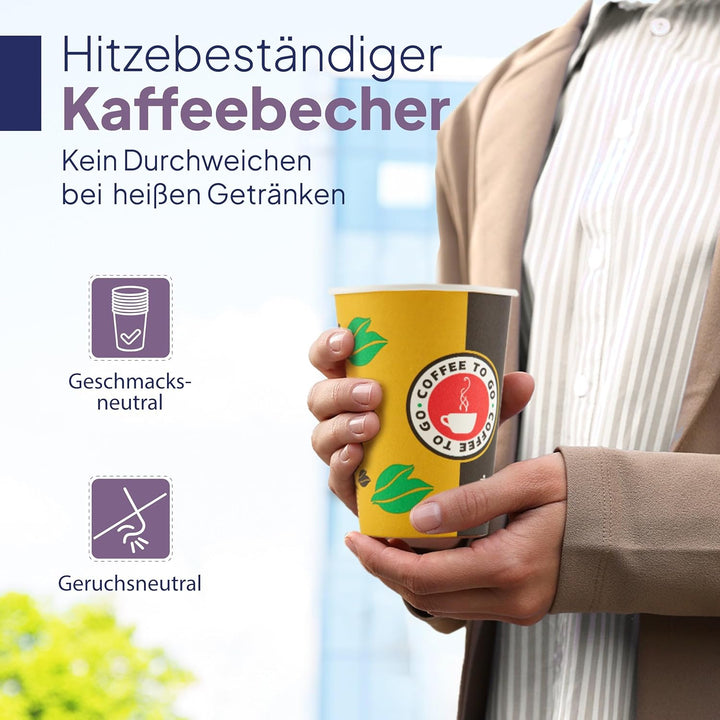 Inoverse Pappbecher 300ml, Einweg Coffee to Go Becher, Kaffee to go Becher Pappe, 12oz Trinkbecher f