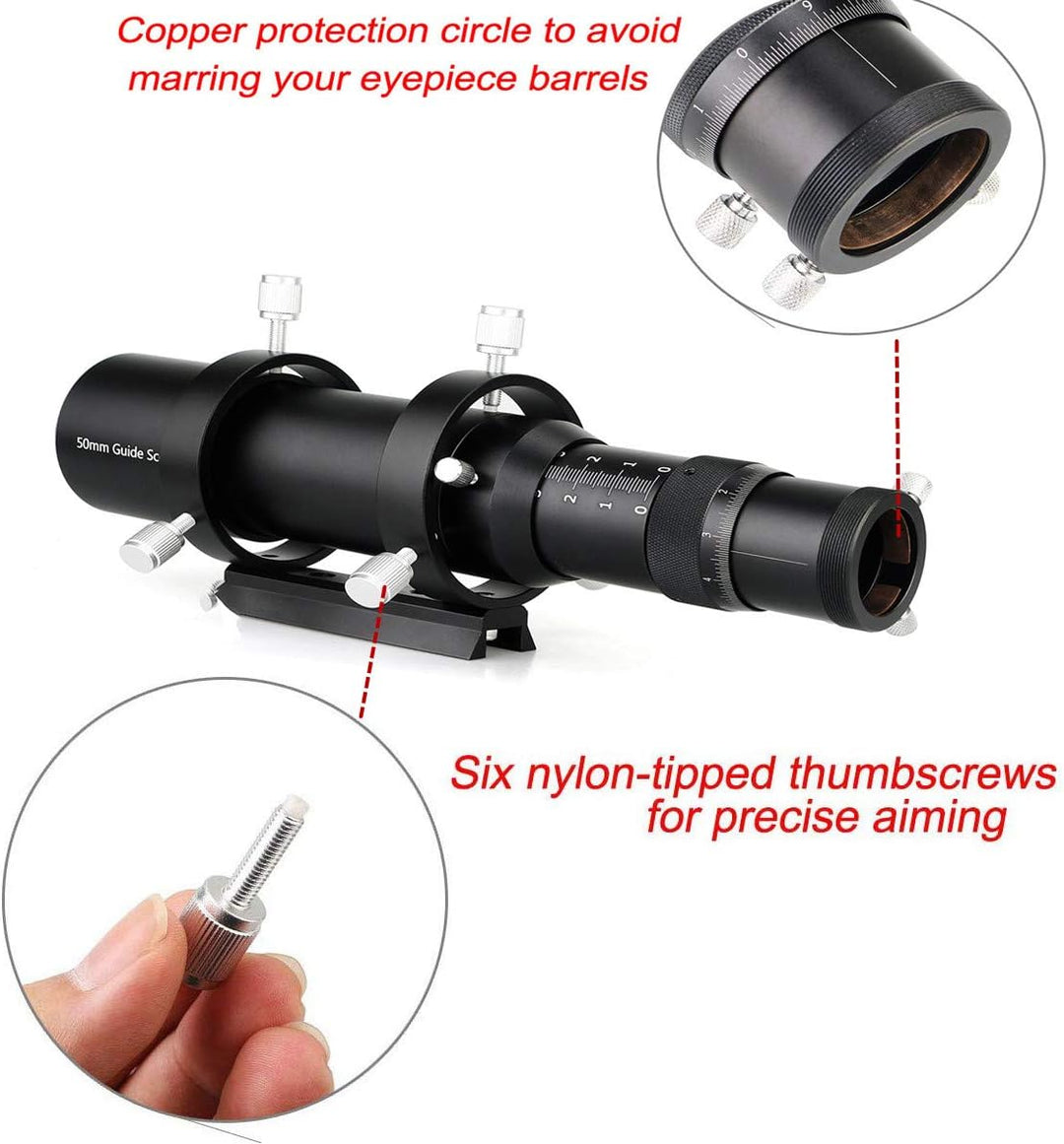 Svbony SV106 Teleskop Guiders, 50mm FMC Teleskope Sucher mit 190mm Brennweite Helical Fokussiergerät