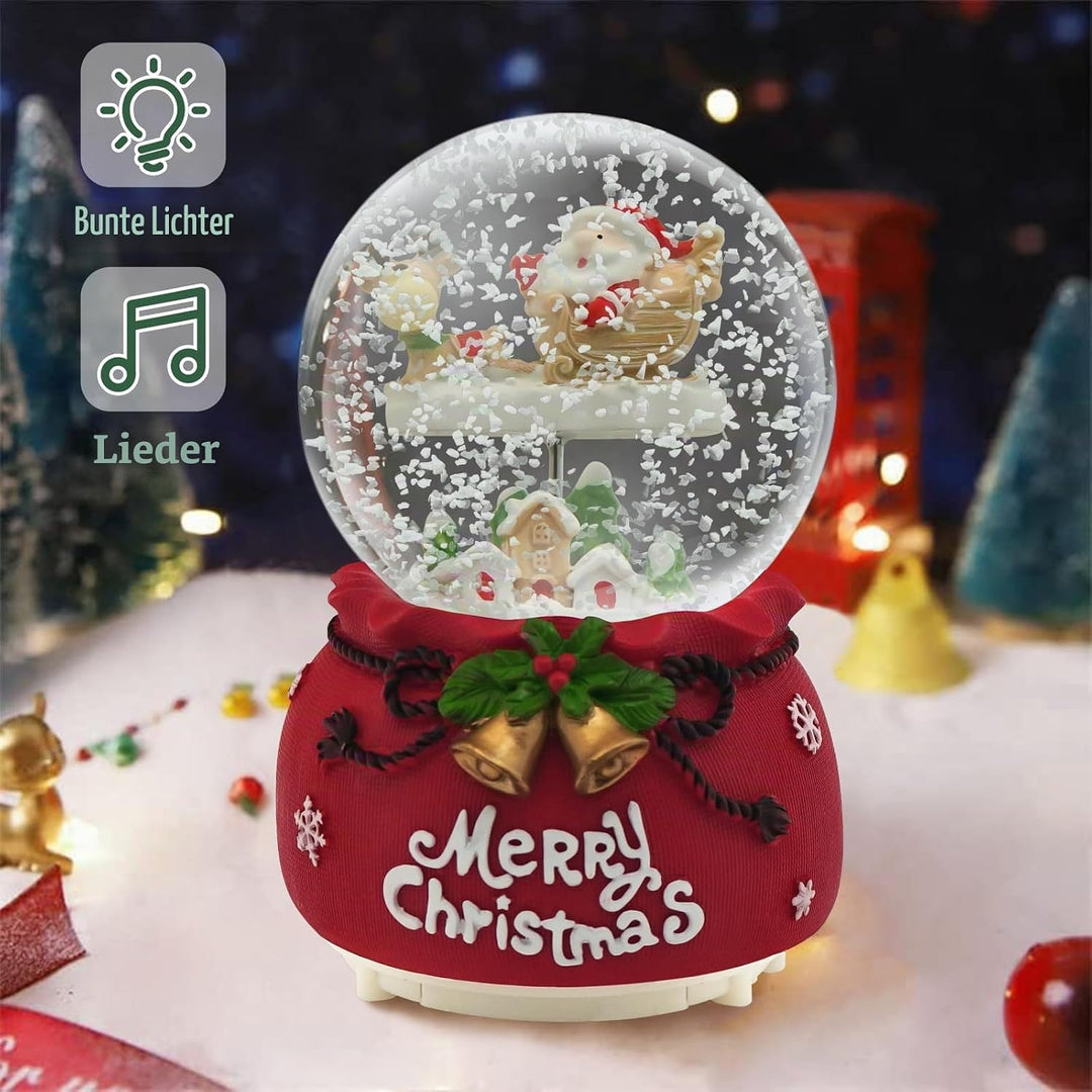 Daixilan Weihnachten Schneekugel Laterne Musical, Schneekugeln Weihnachten mit Musik, Glitter Schnee