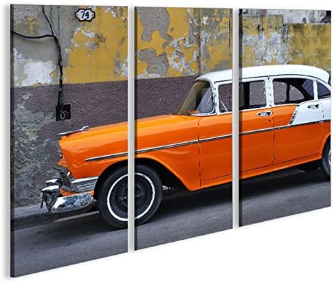 islandburner Bild Bilder auf Leinwand Auto in Cuba 3p XXL Poster Leinwandbild Wandbild Dekoartikel W