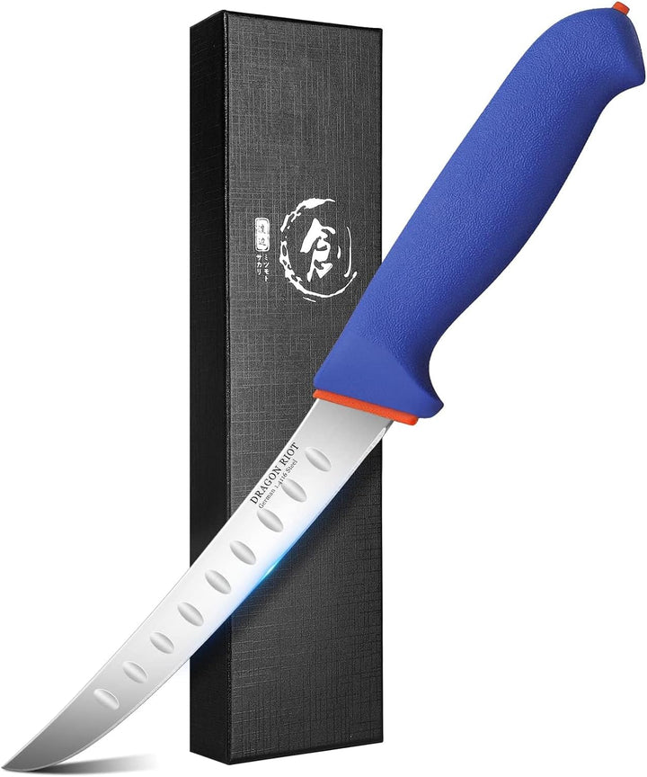 DRAGON RIOT Ausbeinmesser profi, 6 Zoll Fleischmesser Flexibel Metzgermesser, Grillmesser scharf Fle