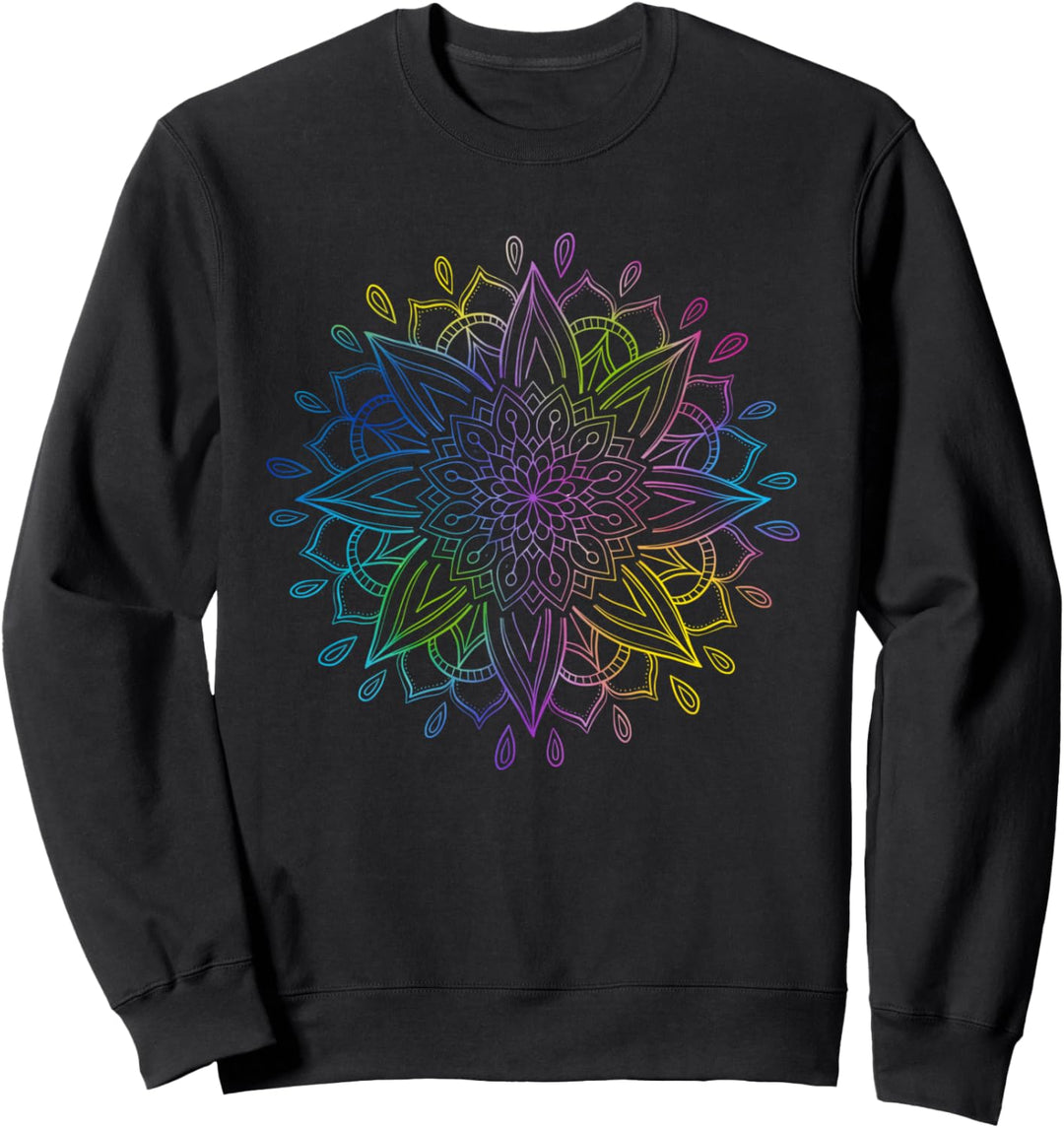Niedliche Regenbogen Lotus Blume Geometrische Mandala Floral Sweatshirt