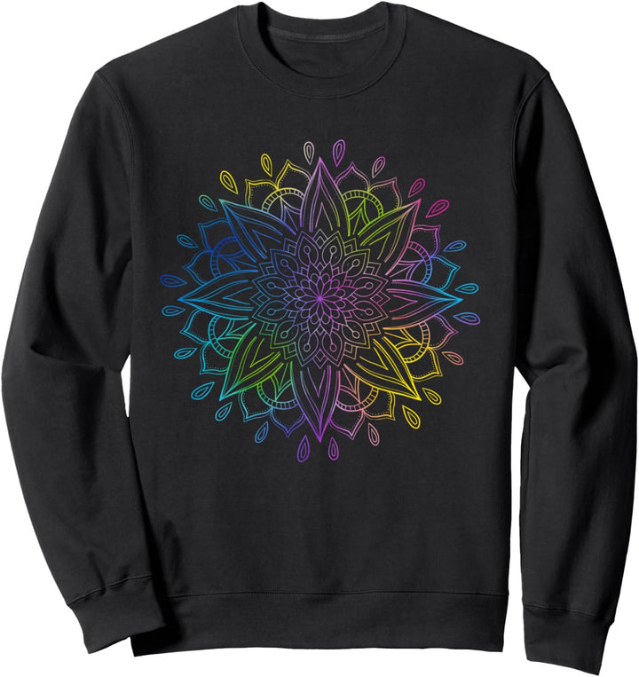 Niedliche Regenbogen Lotus Blume Geometrische Mandala Floral Sweatshirt