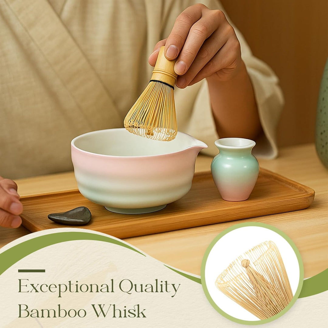Matcha Set - 8 Stück Matcha Besen Tea Set, Matcha-Schale mit Ausgiesser, Bambus Matcha Whisk, Schauf