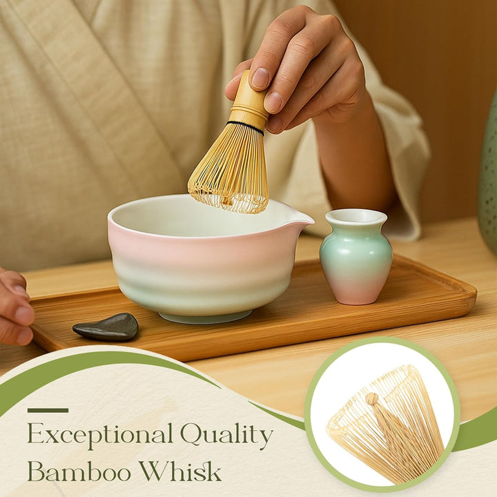 Matcha Set - 8 Stück Matcha Besen Tea Set, Matcha-Schale mit Ausgiesser, Bambus Matcha Whisk, Schauf