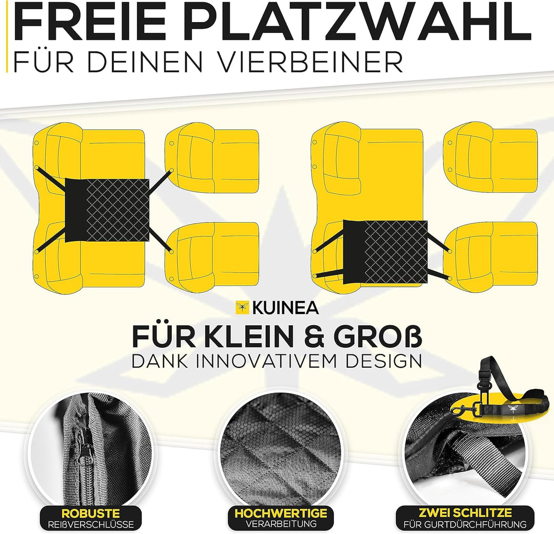 KUINEA Hundesitz Auto Rückbank mit GRATIS Hundegurt für Auto - für kleine bis mittelgrosse Hunde - P