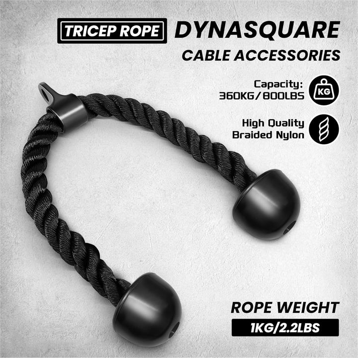 DYNASQUARE Lat Pull Down Attachments Drehbarer Reihengriff + V-Stange + gerade Stange + Trizepsseil,
