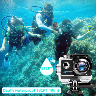 Xilecam 4K Action Cam 20Mp WiFi Unterwasserkamera 2,4G Fernbedienung 4X Zoom Action Kamera 40m (131F