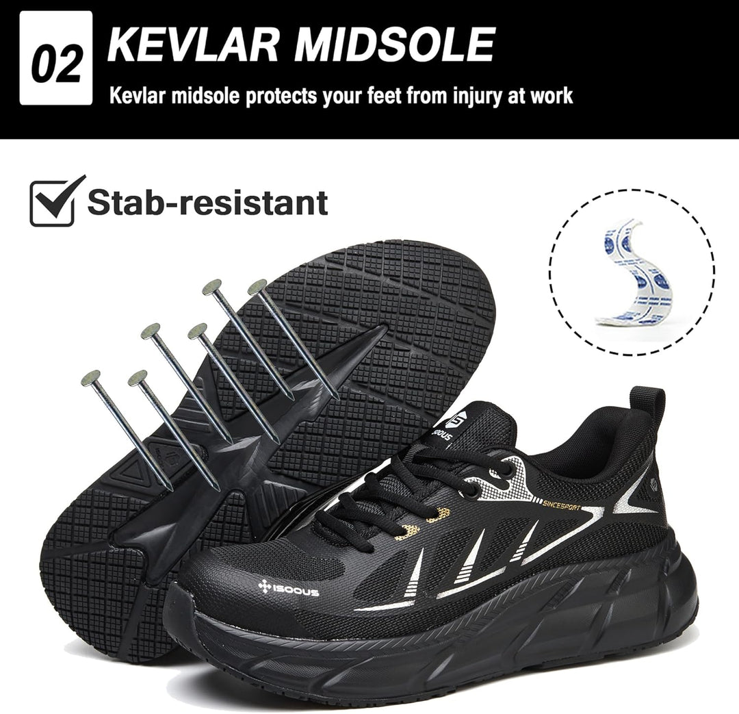 ISOOUS Arbeitsschuhe Herren Sicherheitsschuhe Damen Stahlkappenschuhe Sportlich Atmungsaktiv Schutzs