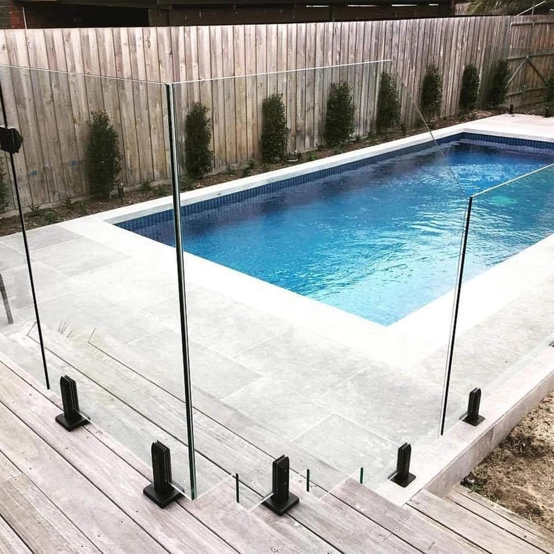 Catekro 2 Stück Schwarz Robuste Glasklemme aus 201 Edelstahl, für Pool-Zaun, Balustrade, Geländer, P
