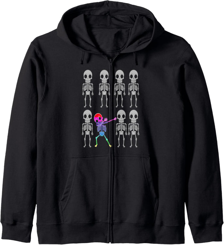 Seien Sie selbst Dabbing Skelett glücklich Halloween-Kostüm Kapuzenjacke