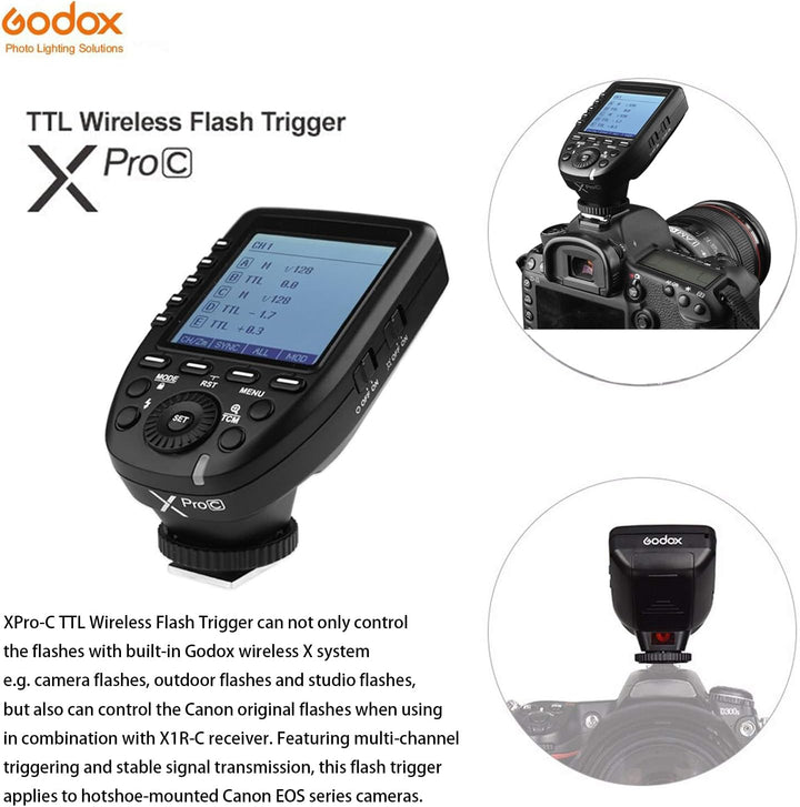 Godox Xpro-c E-TTL 2.4 G Wireless High Speed Sync 1/8000s X System HSS Blitzauslöser für Canon EOS K