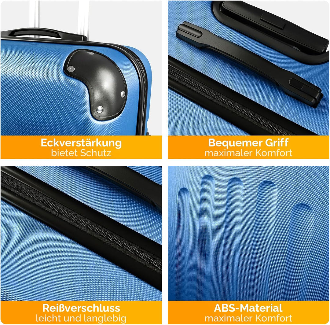 Bonnlo Kofferset 3 Teilig, Hartschale Koffer Set, Reisekoffer mit 4 Rollen, ABS-Trolley M-L-XL, mit