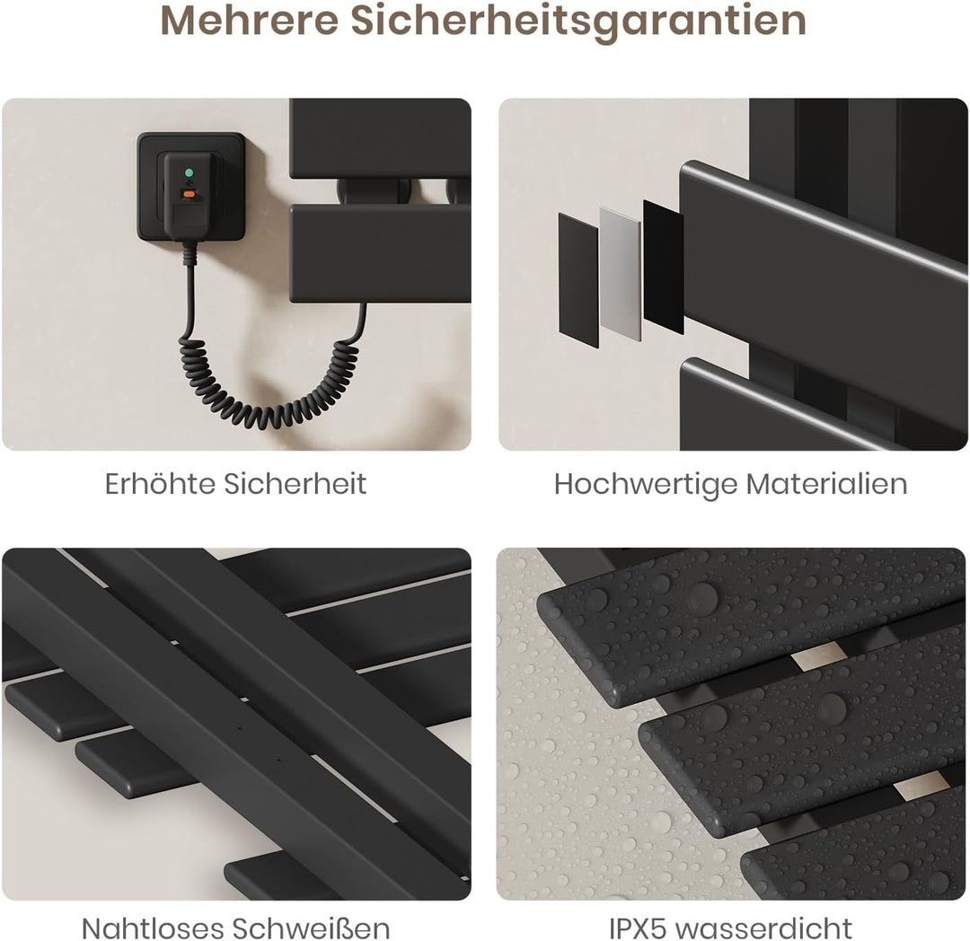 EMKE Handtuchheizkörper Elektrisch 1000 x 500 mm, WiFi Smart Thermostat Elektrischer Badheizkörper H