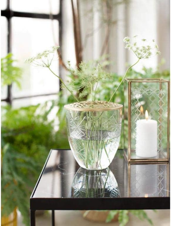 A Simple Mess Laterne NESVIK aus Glas mit Goldrahmen, H:26cm