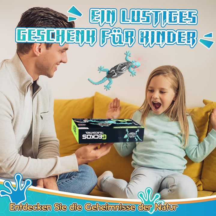 Charmofun Gecko Wandflitzer, Ferngesteuerter Gecko an der Wand Spielzeug, Mit Leuchtenden Led-Augen,