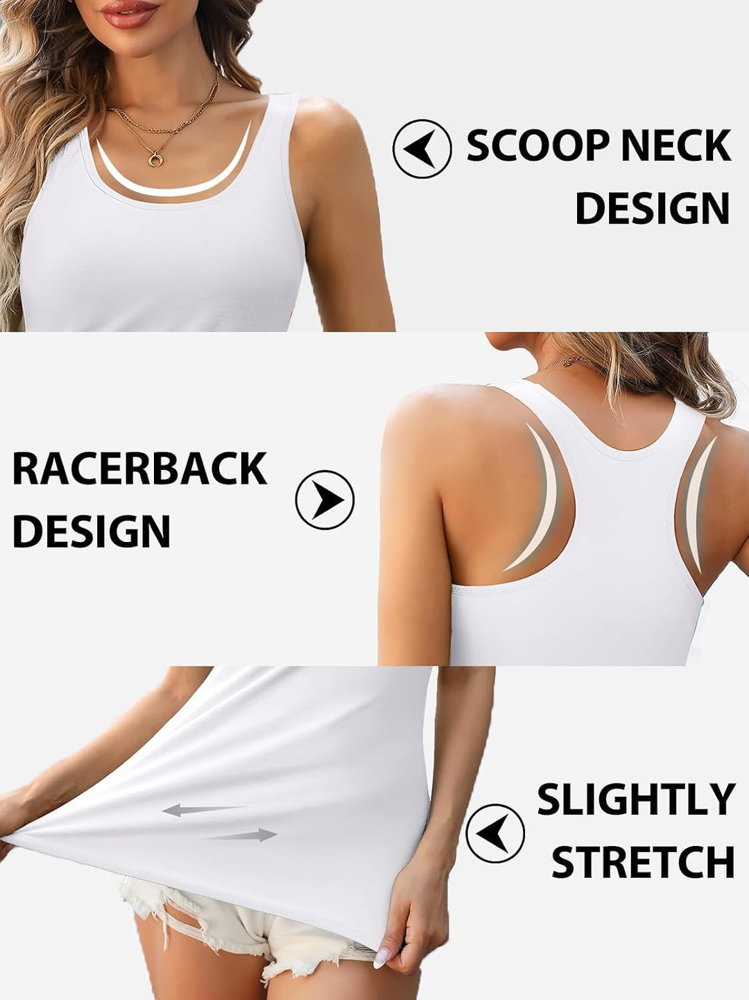 Charmo Unterhemd Damen BH-Hemd Basic Racerback Tank Tops mit Regal-BH Baumwoll Stretch eng Top Slim