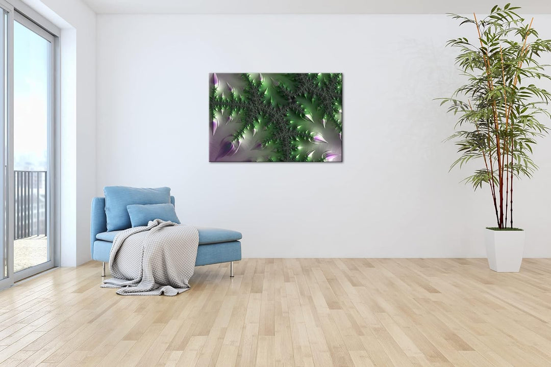 deyoli inspirierendes Fraktal Muster Format: 80x60 als Leinwand, Motiv fertig gerahmt auf Echtholzra