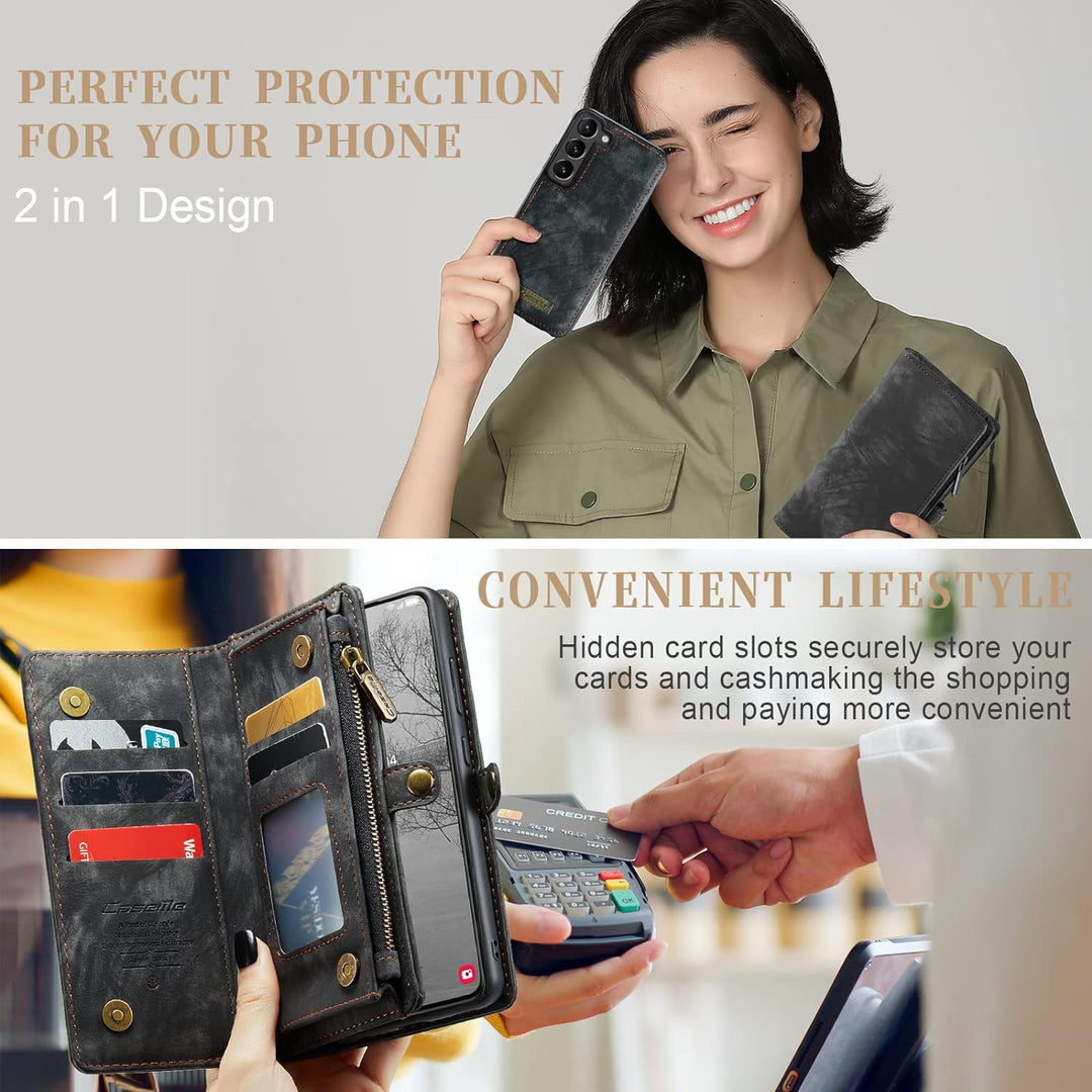 UFinetech Samsung S23 Hülle, Stossfest Kartenfach Magnetisch Abnehmbare Tasche Samsung Galaxy S23 5G