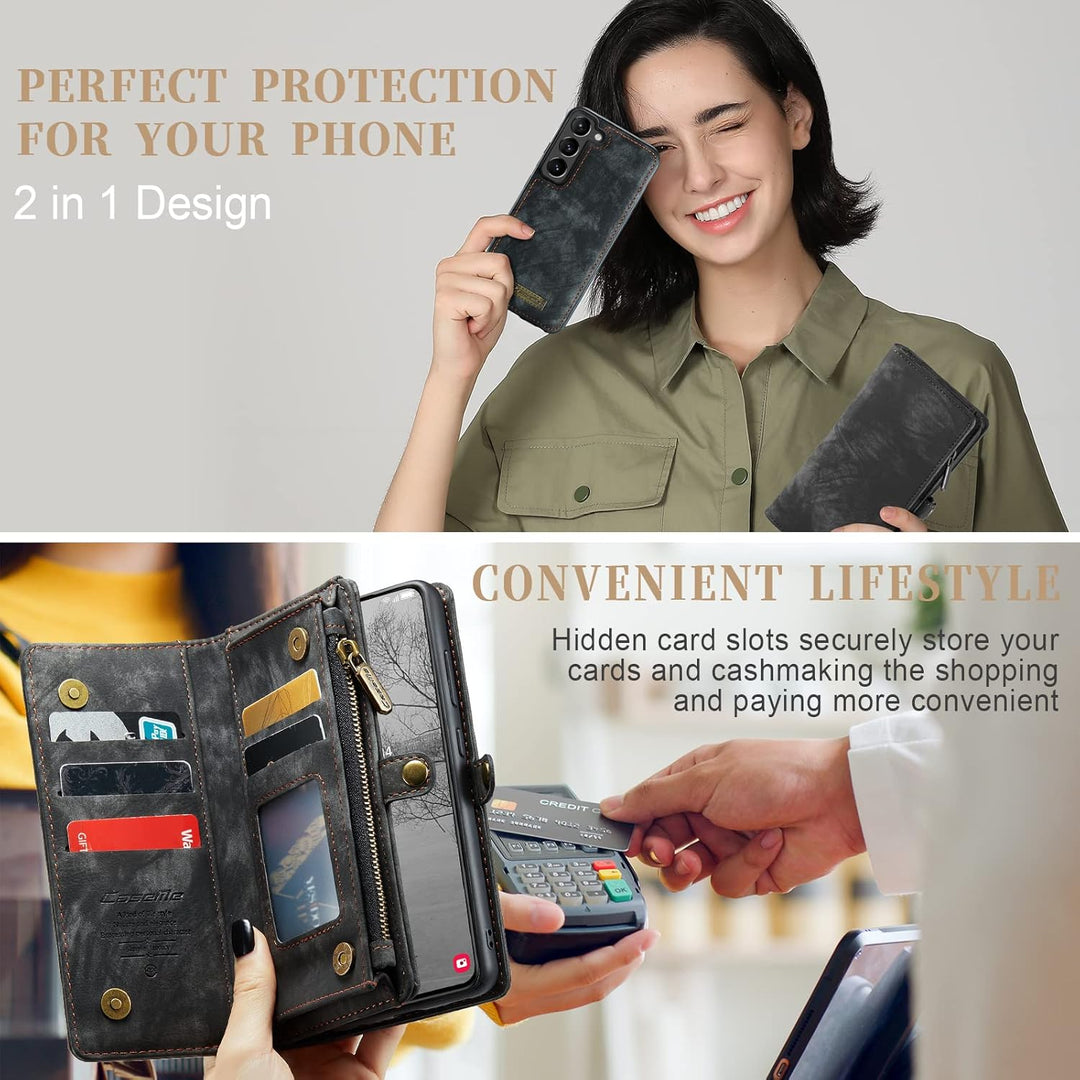 UFinetech Samsung S23 Plus Hülle, Stossfest Kartenfach Magnetisch Abnehmbare Tasche Samsung Galaxy S