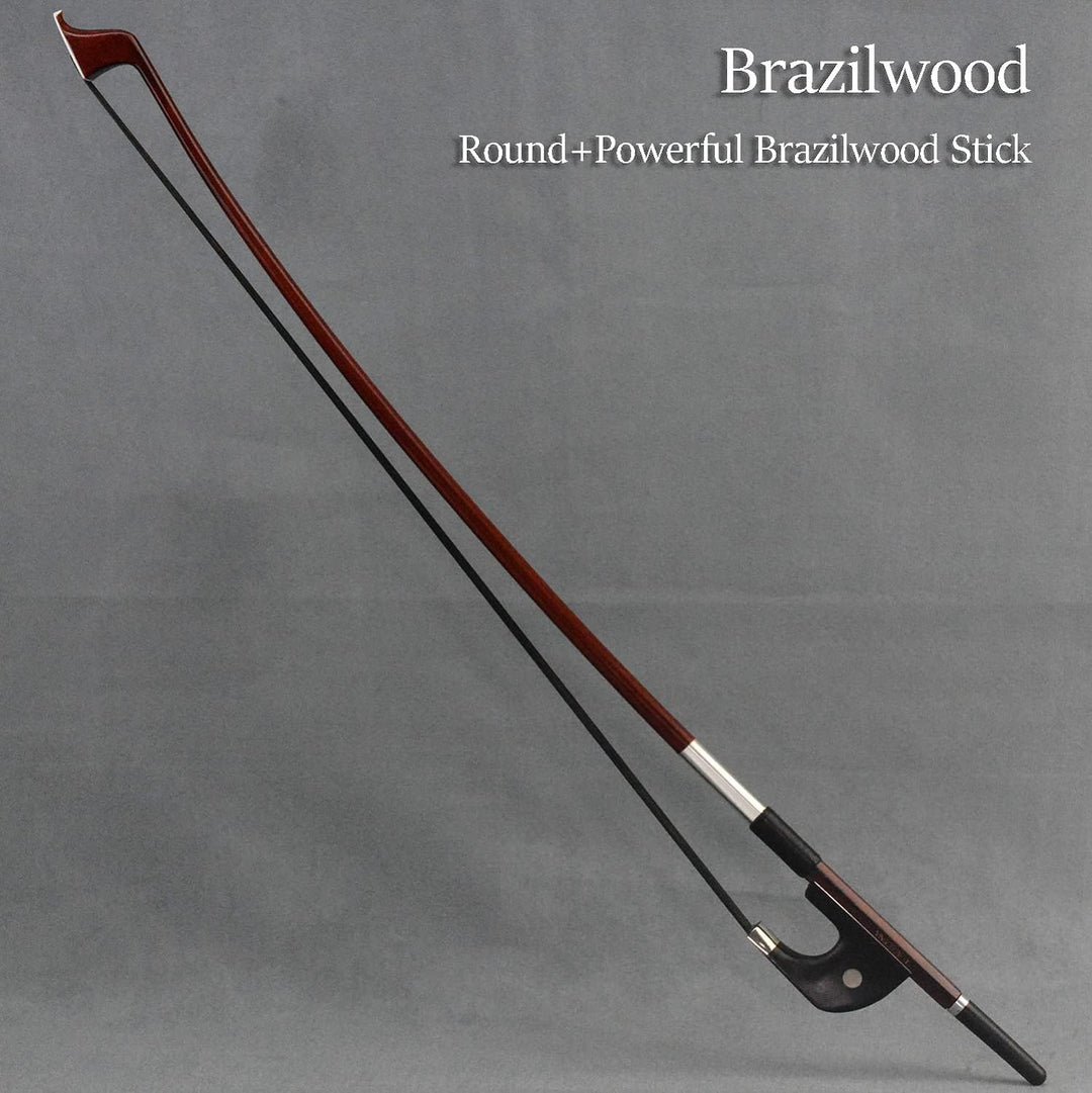 VINGOBOW neues Brasilienholz Deutsches Modell aufrecht Kontrabassbogen Schwarzes Rosshaar 1/4 Grösse