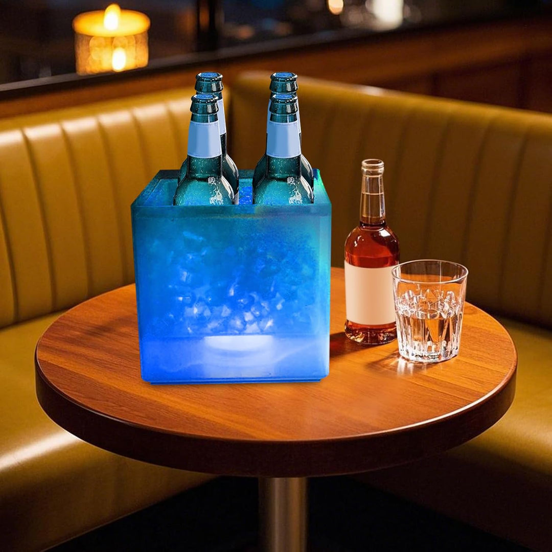 LED Eiskübel 3,5L Ice Bucket mit Farbwechsel - Wein & Sektkühler, Eiswürfeleimer, Getränkebehälter,