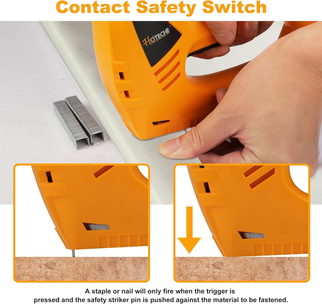 Hoteche Elektrotacker 220V 45W - Elektrischer Nagler mit 30/min Schlagfrequenz - Inkl. 400pcs 10mm U