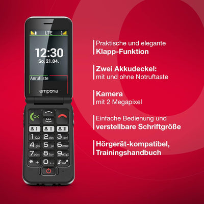 Emporia JOY-LTE - 4G-Handy für ältere Menschen, hohe Lautstärke, 2,8-Zoll-Farbdisplay, 3 Schnellanru