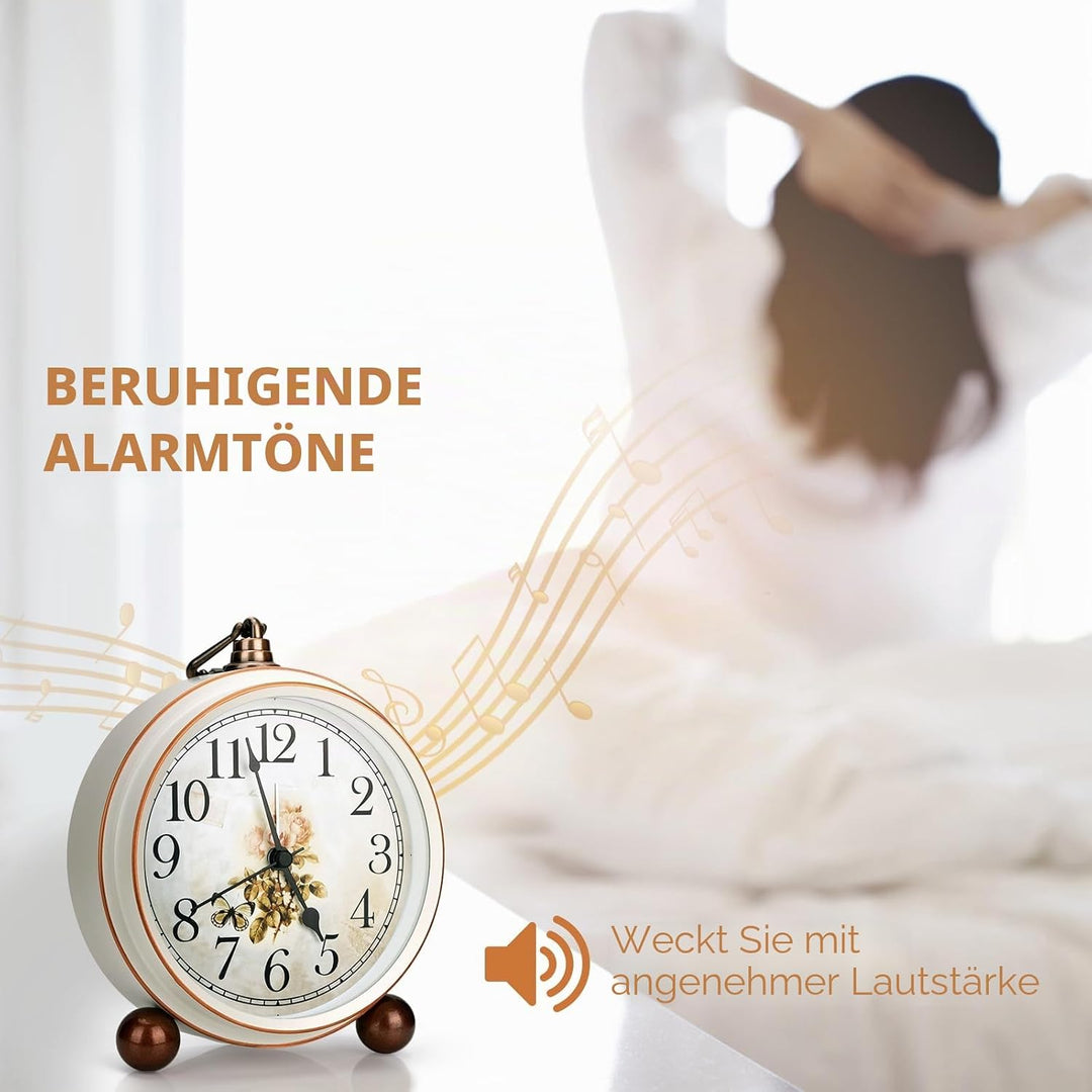 Retro-Tischuhr, klassischer Wecker für Wohnzimmer, Tisch, Schlafzimmer, Vintage, leise, nicht ticken