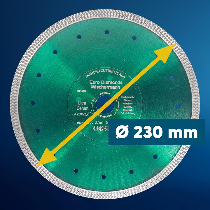 Profi Diamant-Trennscheibe Keramik Super Ultra von EDW, 230 mm H 22,2mm, Fliesenscheibe, extra dünn,