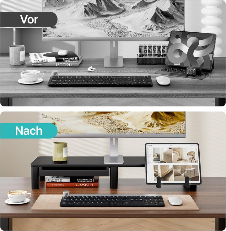PEGZONE Monitor Stand Riser für Schreibtisch, ergonomischer Computer-Steiger mit Aufbewahrungs-Tasch