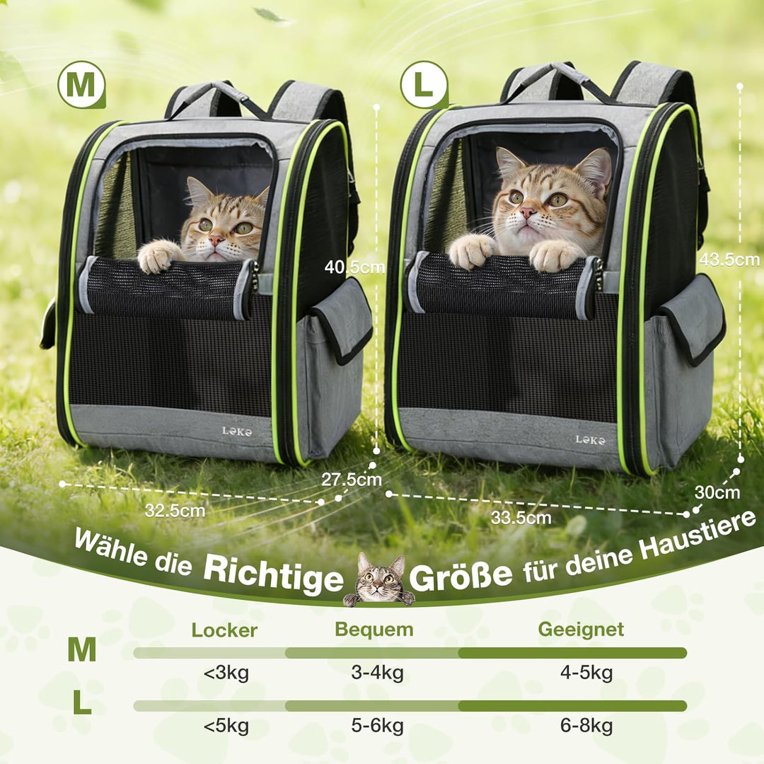 Lekesky Katzen Rucksack Hunderucksack für Mittel/Kleine Haustiere(2-8KG), KatzenRucksack mit Netzfen