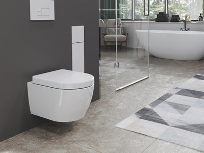 SSWW | Toilette für Gäste-WC, Spülrandloses WC mit Softclose Deckel, Hänge-WC aus Keramik, Wand-WC |
