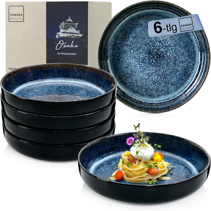 SÄNGER Osaka Steingut Pastaschalen 6 tlg, Nudel Schalen Set 6 Personen Osaka Pastaschalen 6 tlg., Os