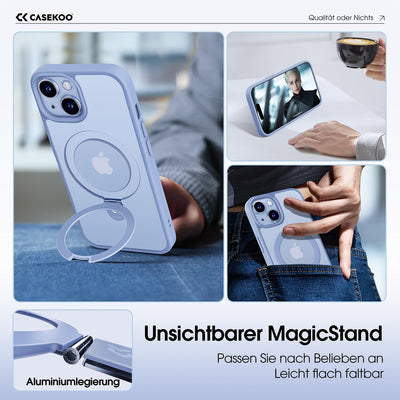 CASEKOO 2024 Neu Magic Stand für iPhone 15 Hülle für MagSafe [Militärschutz] [Unsichtbarer Ständer]