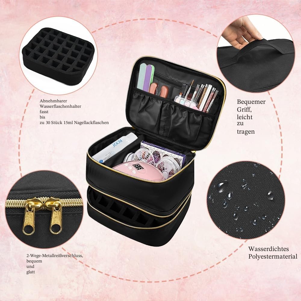 Nagellack Aufbewahrung Tasche Doppelschicht Nagellacktasche Schwarz Nagel Taschen Nagellack Organize