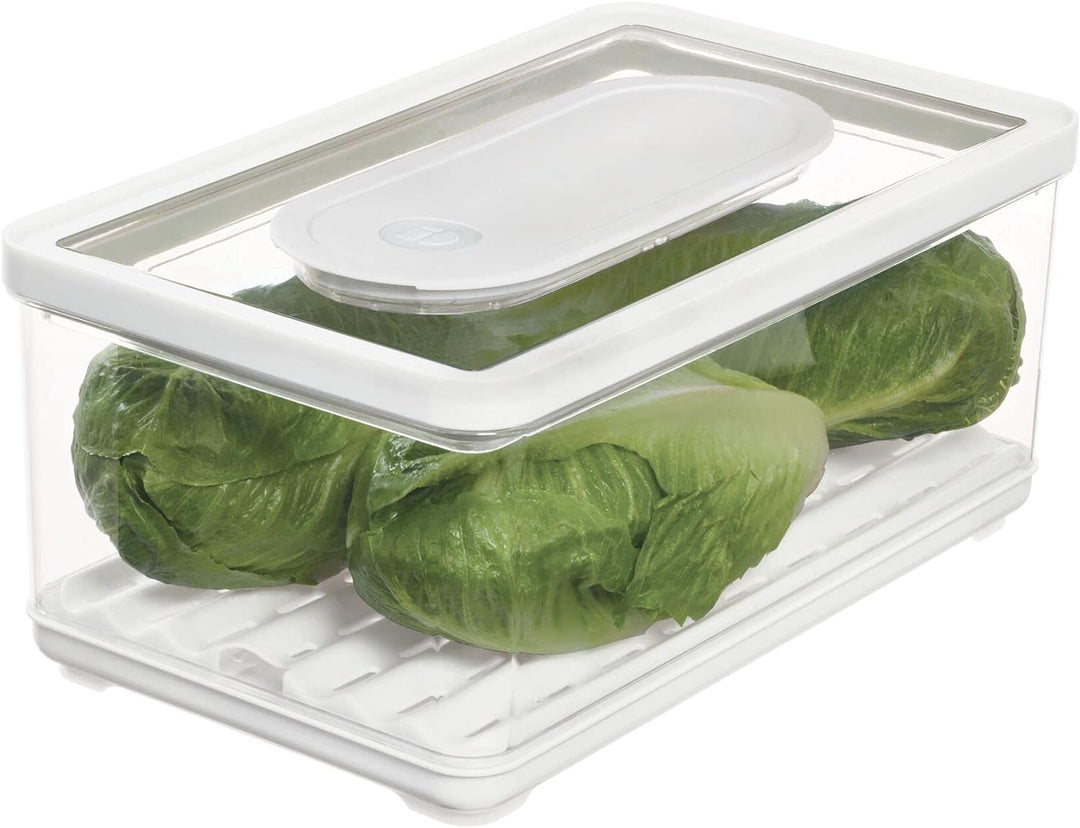iDesign Vorratsbehälter mit Deckel, grosser Kühlschrankorganizer für Obst & Gemüse mit Luftregulieru
