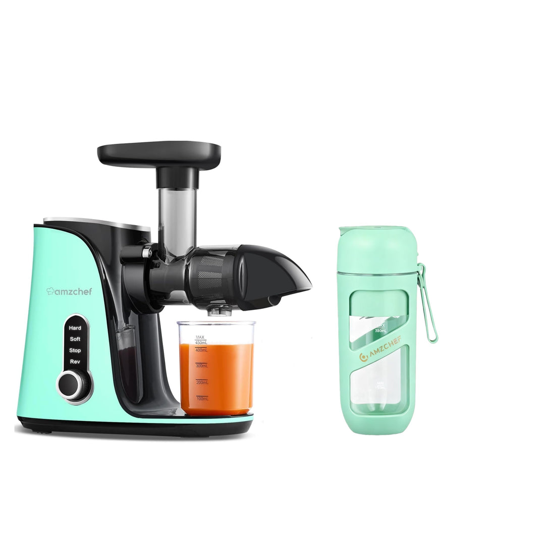 AMZCHEF Entsafter Gemüse und Obst mit Smoothie Maker To Go - Antioxidantien Vakuum Bottle Blender, 4
