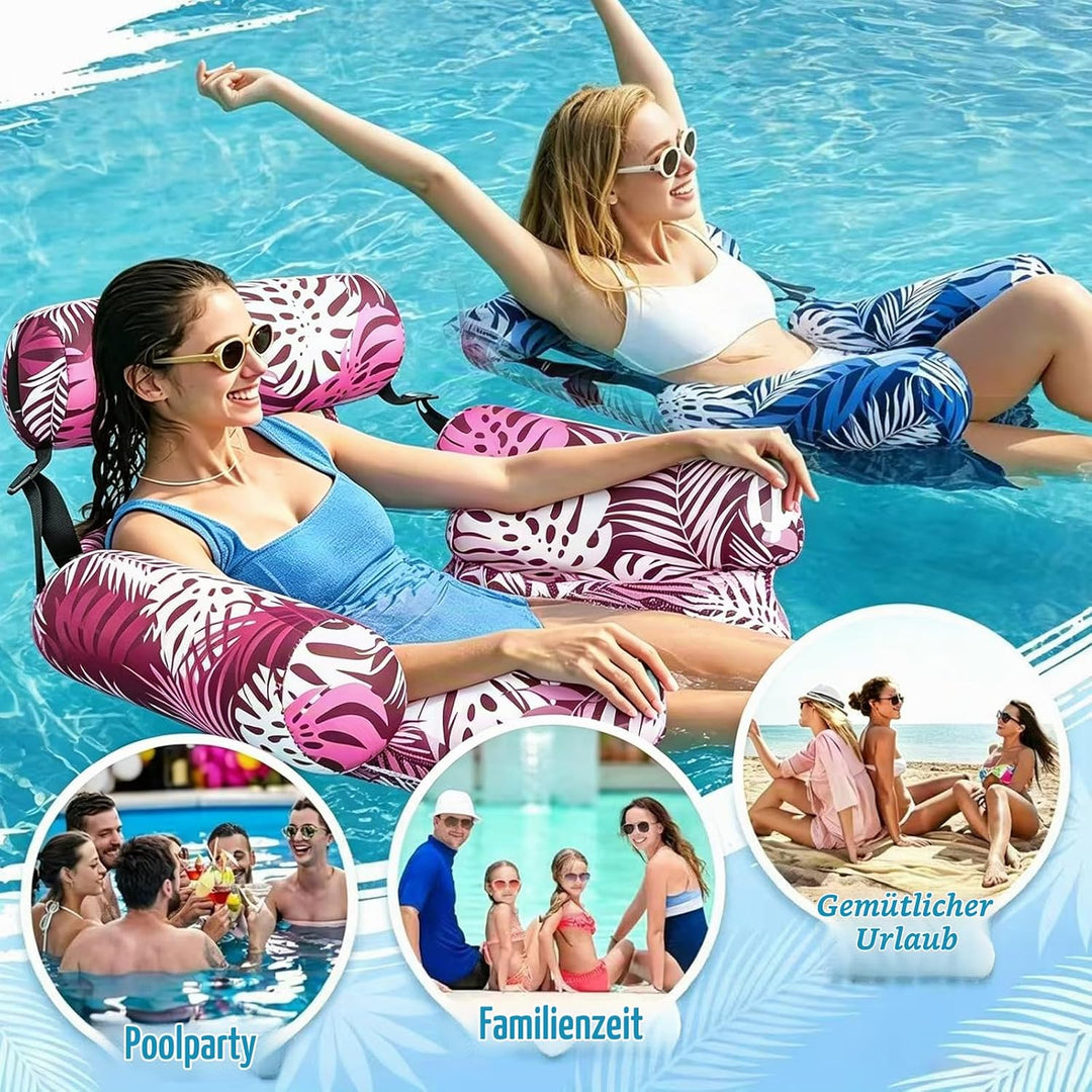 2 Stück Luftmatratze Pool, Aufblasbare Wasser Pool Spielzeug für Erwachsene, Aufblasbare Poolliege,