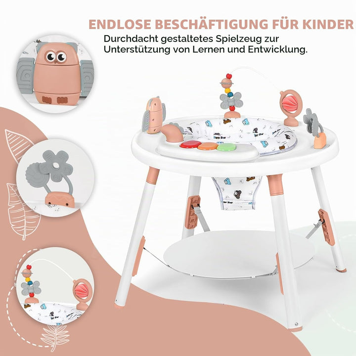 UBRAVOO Baby-Aktivitätszentrum, 3-in-1 Baby Lauflernhilfe mit abnehmbaren Spielzeugen und 360° Drehb