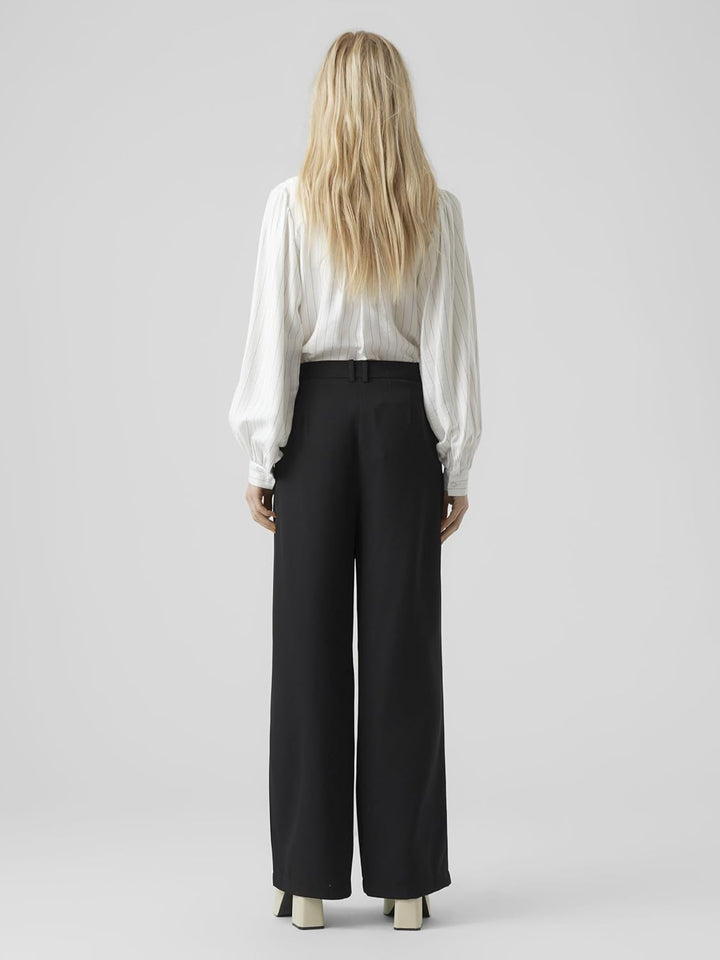 Vero Moda Women's VMLUNADESI MR Wide SOLID Pant Hose, Black, XSW / 30L