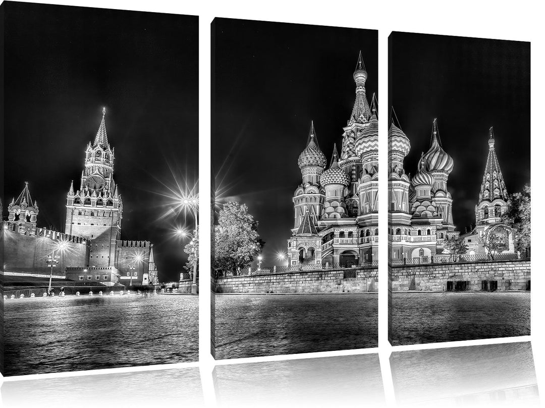 Pixxprint Basilius Kathedrale in Moskau als Leinwandbild/Grösse: 3 Teilig (120x80) cm/Wandbild/Kunst