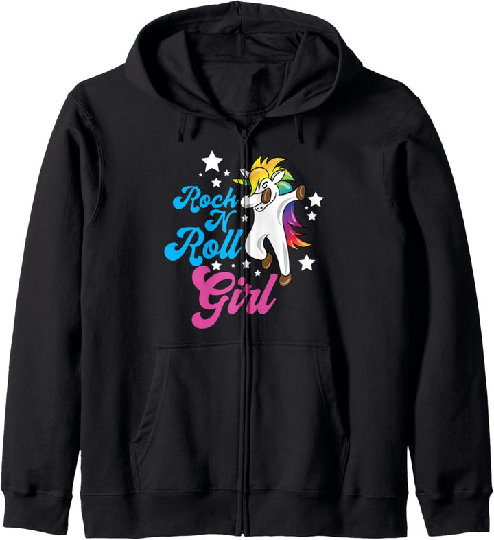 Lustiges Rocker Dabbing Rainbow Einhorn Rock n Roll Girl Kapuzenjacke
