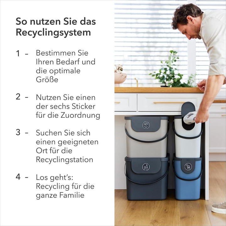 Rotho Albula 2er-Set Mülltrennungssystem 40l für die Küche, Kunststoff (PP) BPA-fr (gelb), gelb