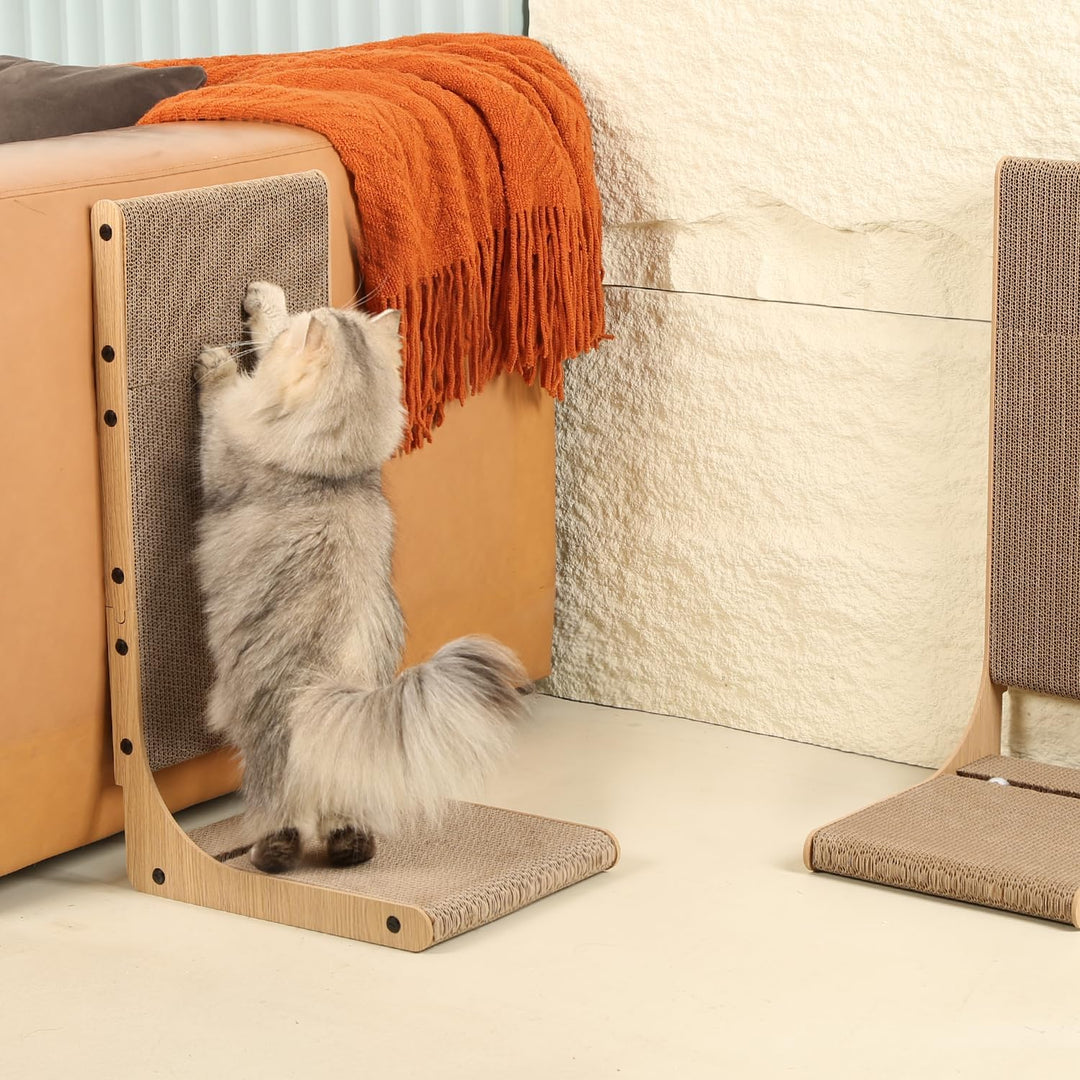 Zakkart 2er-Set Kratzbrett für Katzen, 65 cm Hoch - L-förmiger Karton-Kratzbaum für Innenräume, Krat