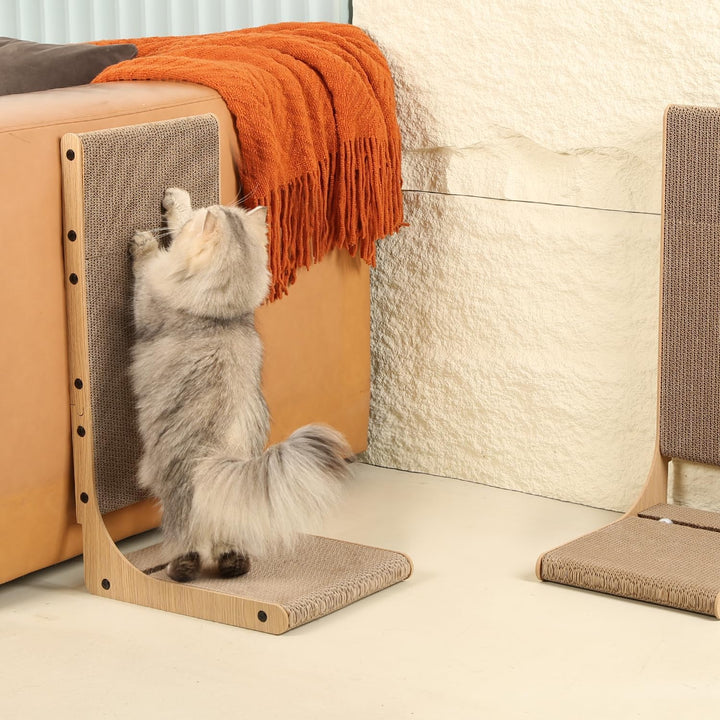 Zakkart 2er-Set Kratzbrett für Katzen, 65 cm Hoch - L-förmiger Karton-Kratzbaum für Innenräume, Krat